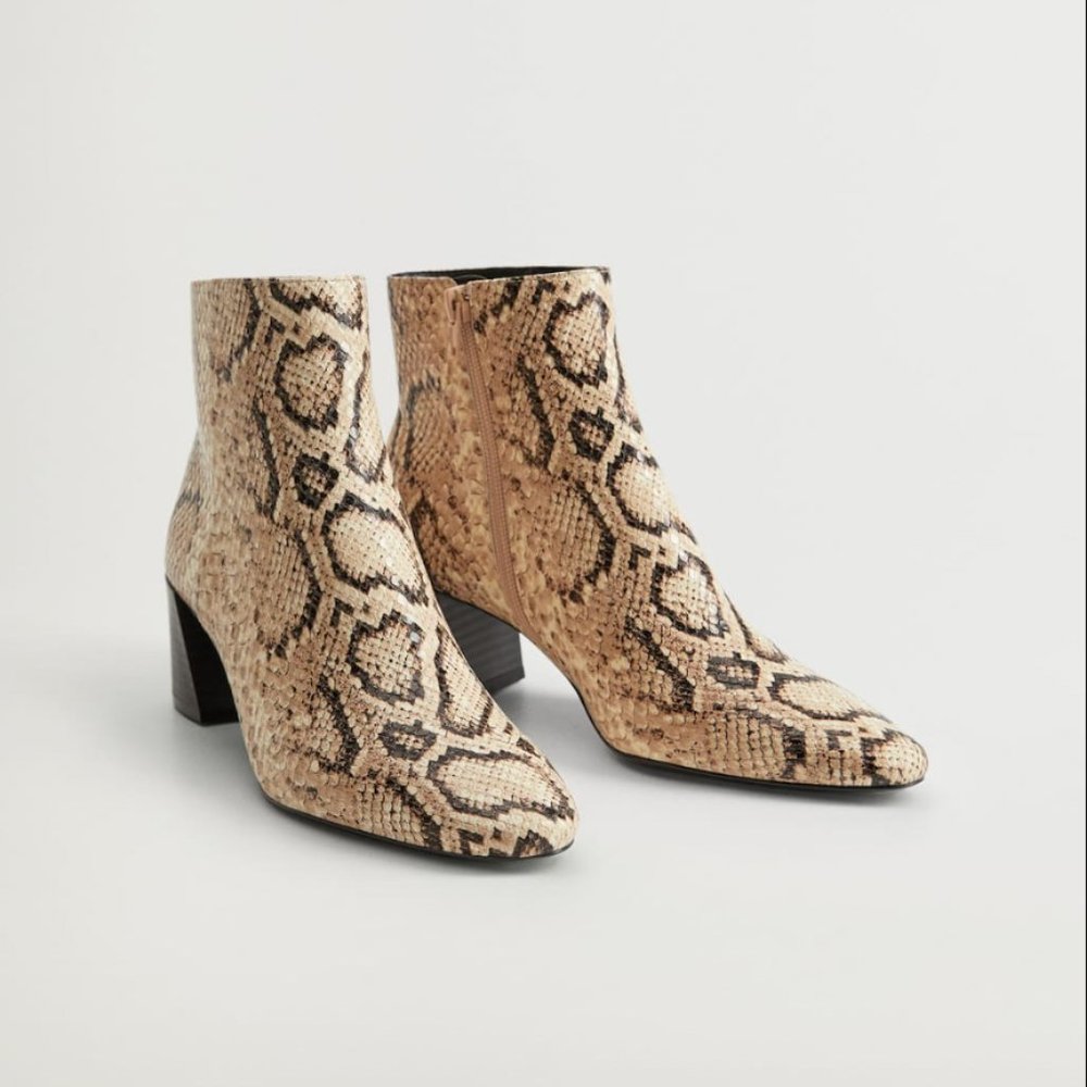 Mango Snake Effect Ankle Boots